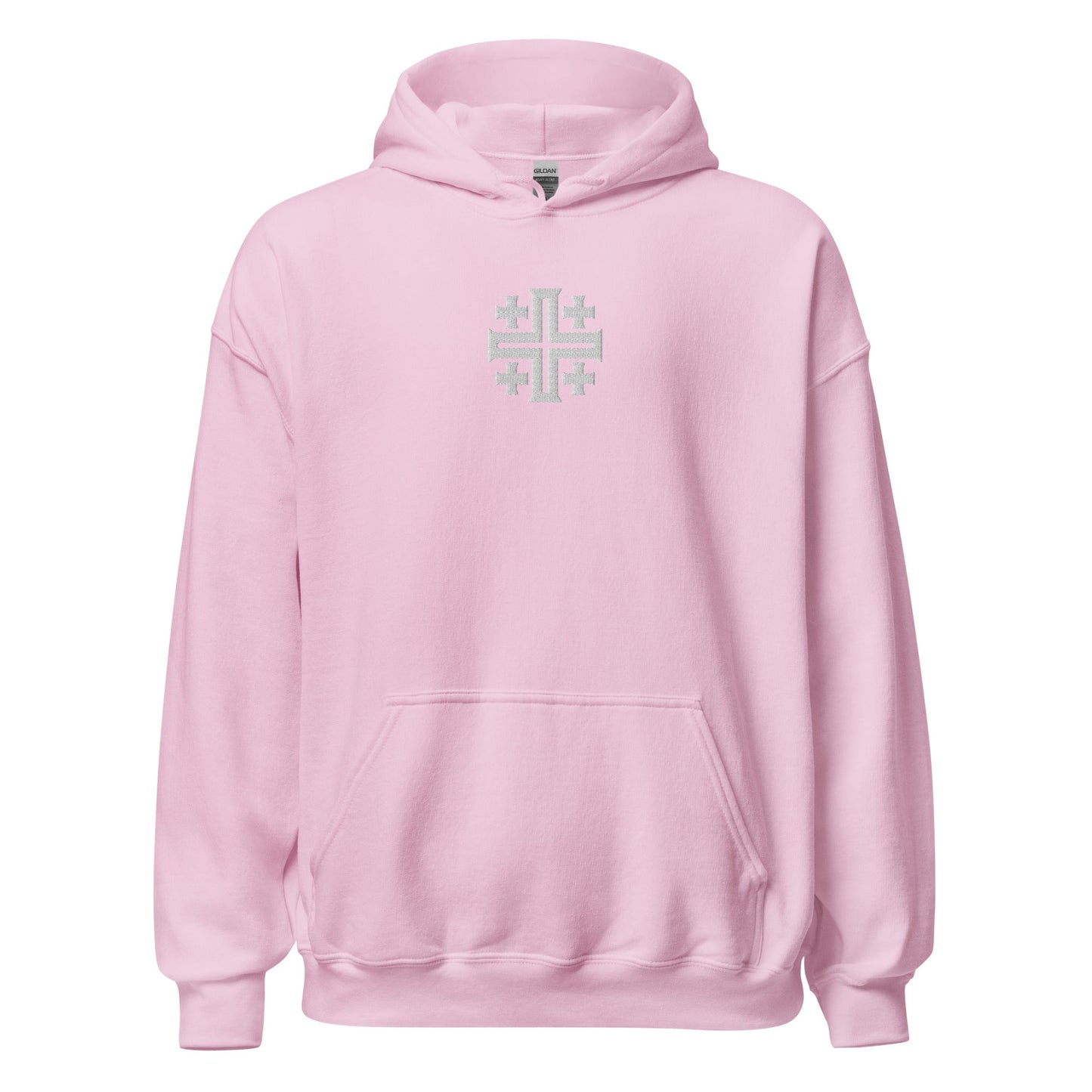 Jerusalem Cross Minimalist Embroidered Hoodie - Inken Image