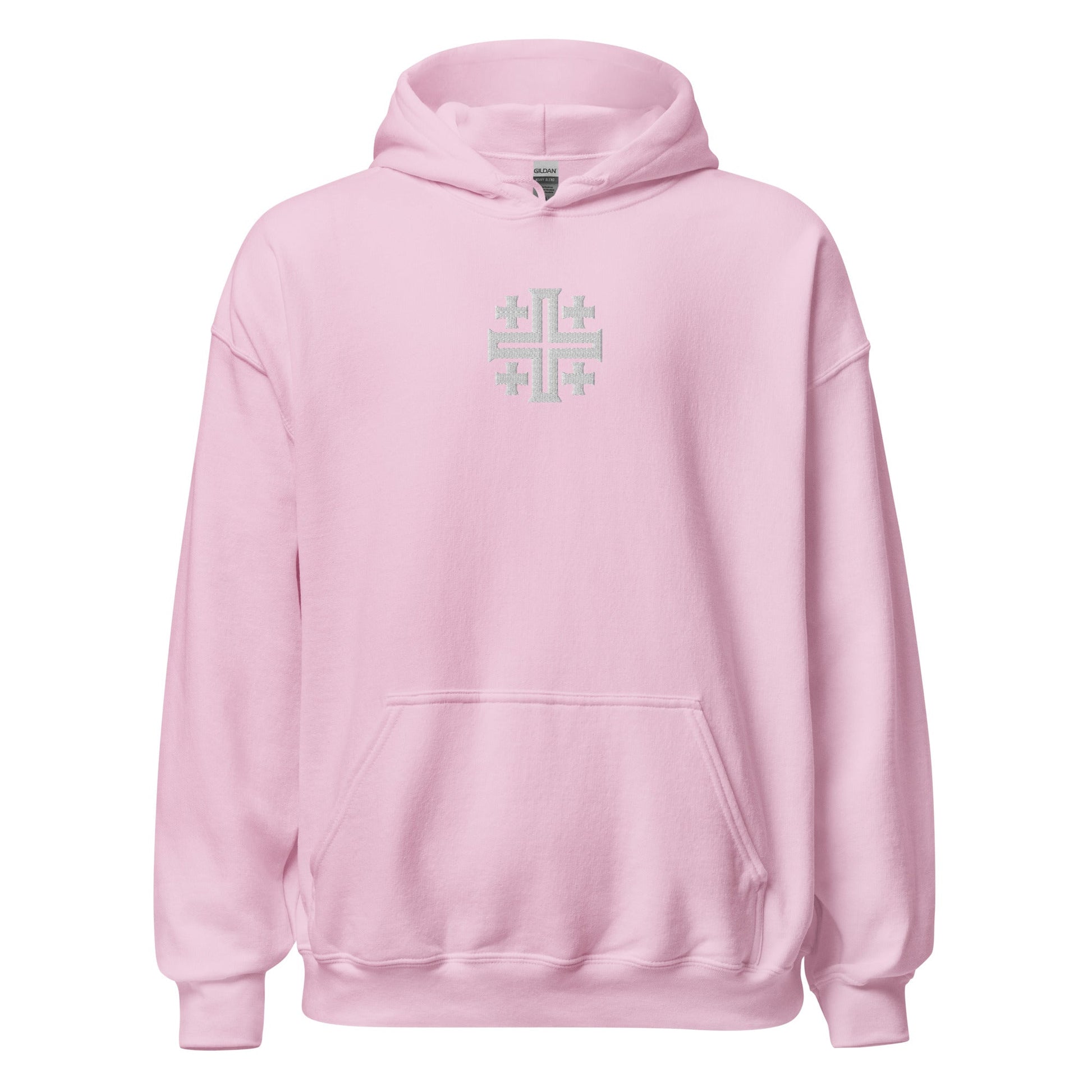 Jerusalem Cross Minimalist Embroidered Hoodie - Inken Image