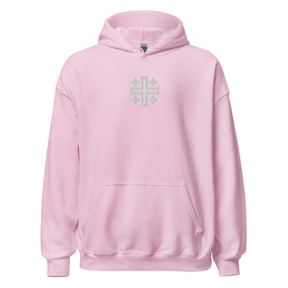 Jerusalem Cross Minimalist Embroidered Hoodie - Inken Image