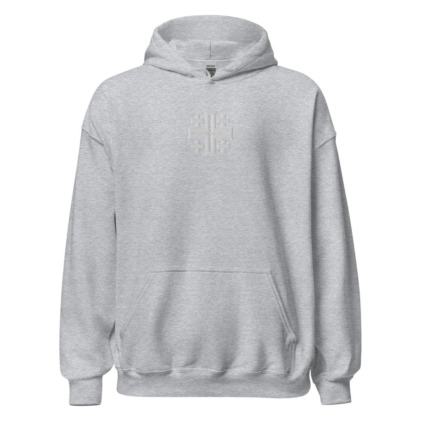 Jerusalem Cross Minimalist Embroidered Hoodie - Inken Image
