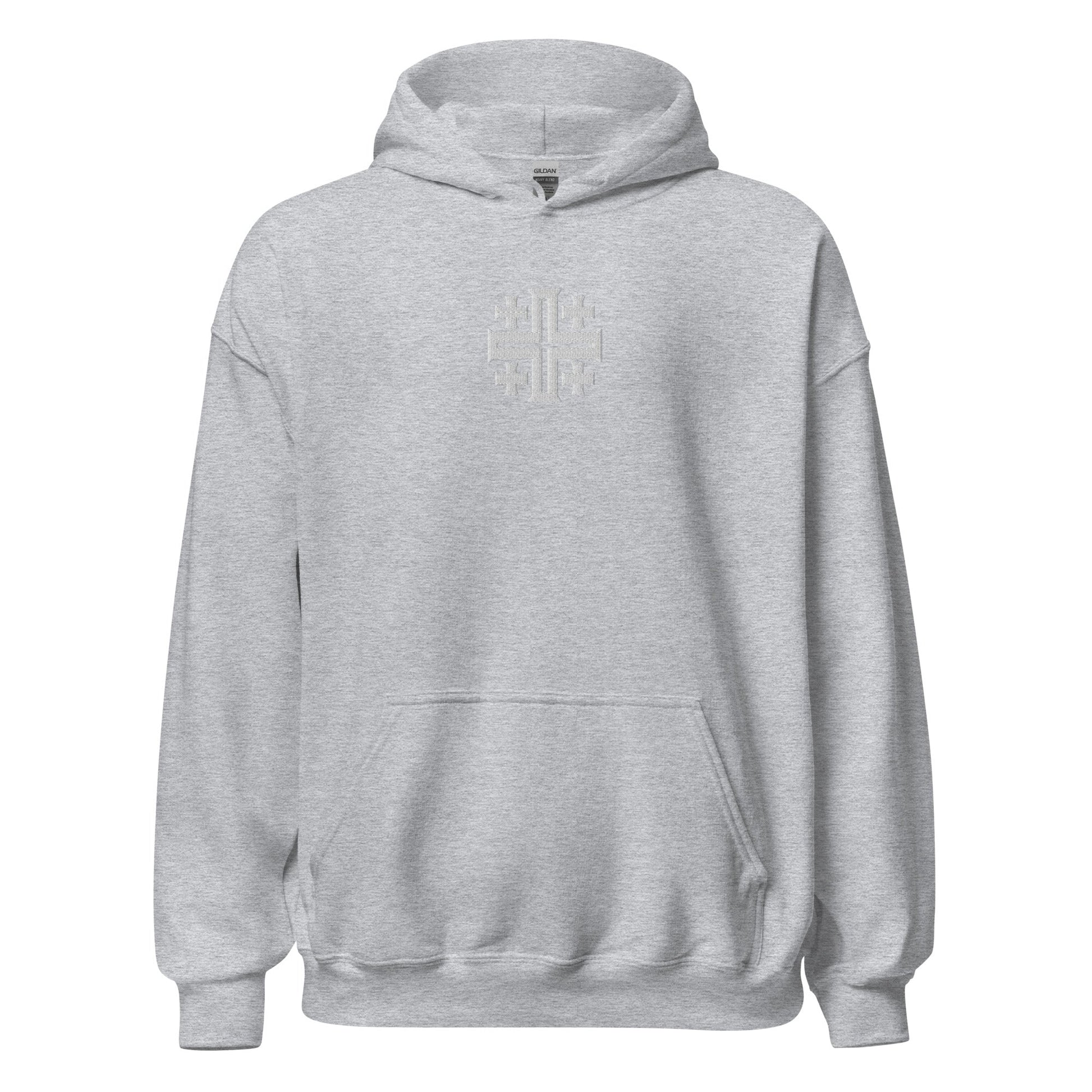 Jerusalem Cross Minimalist Embroidered Hoodie - Inken Image