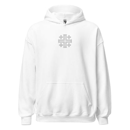 Jerusalem Cross Minimalist Embroidered Hoodie - Inken Image