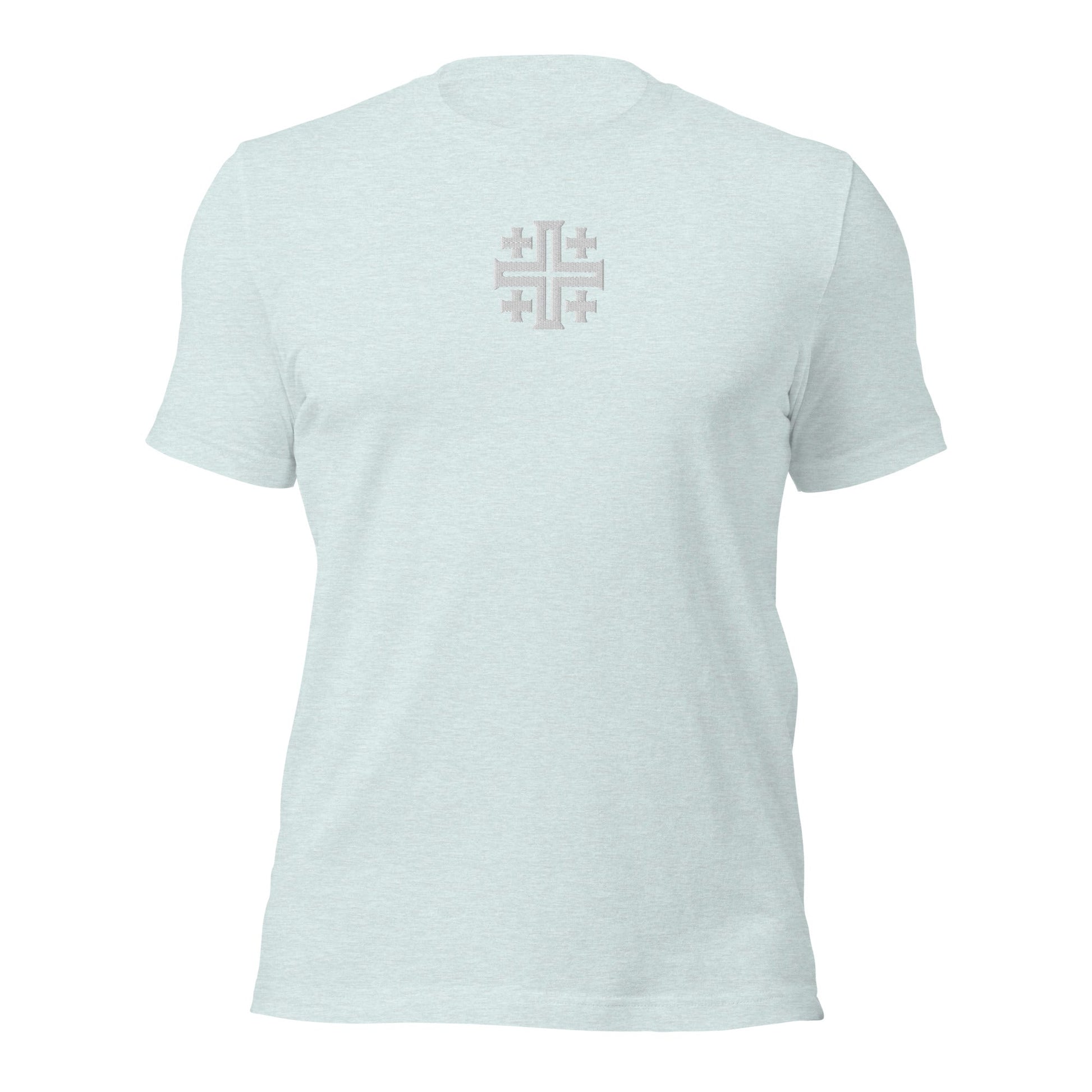 Jerusalem Cross Minimalist Embroidered T-Shirt - Inken Image