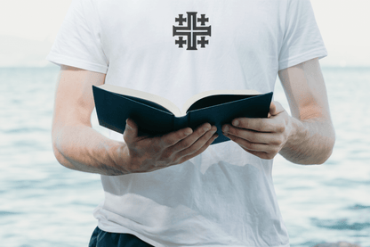 Jerusalem Cross Minimalist Embroidered T-Shirt - Inken Image