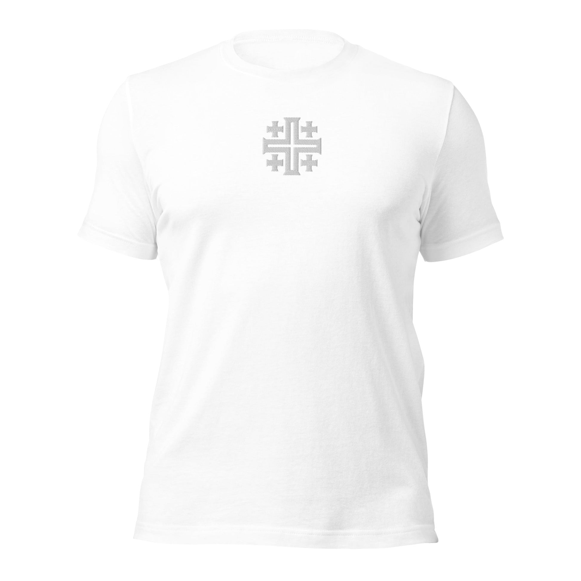 Jerusalem Cross Minimalist Embroidered T-Shirt - Inken Image