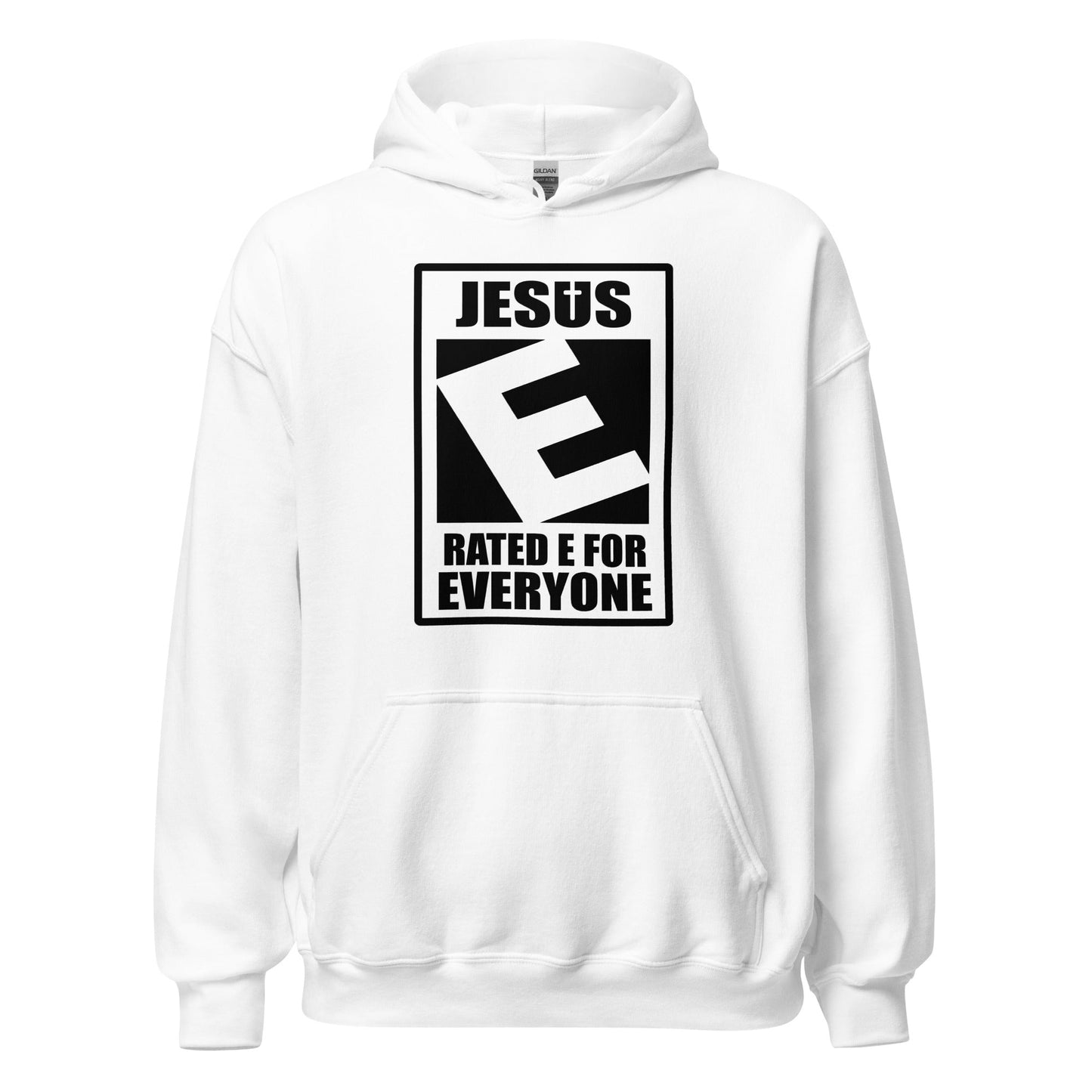 Jesus Rated E For Everyone Warning Label Hoodie - Inken Image