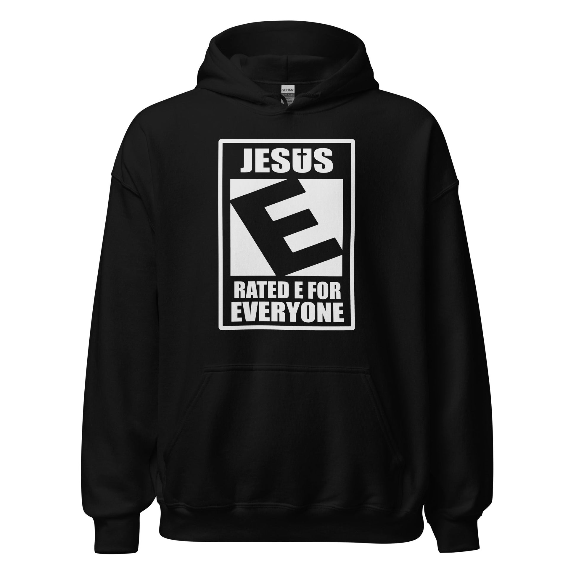 Jesus Rated E For Everyone Warning Label Hoodie - Inken Image