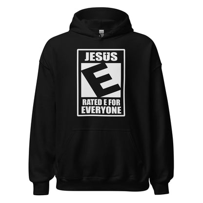 Jesus Rated E For Everyone Warning Label Hoodie - Inken Image
