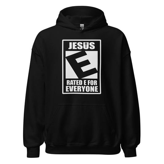 Jesus Rated E For Everyone Warning Label Hoodie - Inken Image