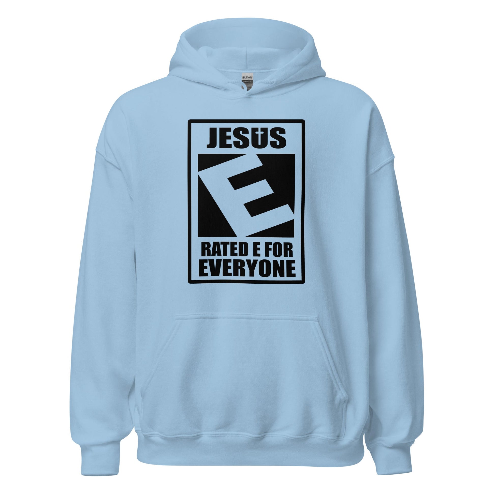 Jesus Rated E For Everyone Warning Label Hoodie - Inken Image