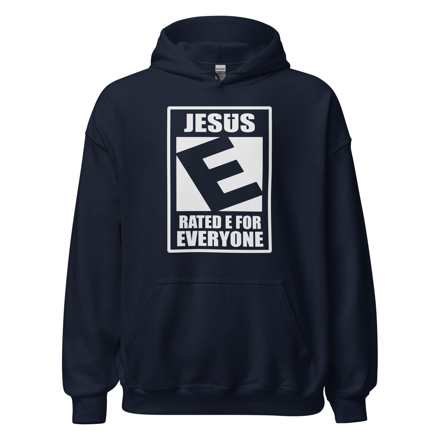 Jesus Rated E For Everyone Warning Label Hoodie - Inken Image