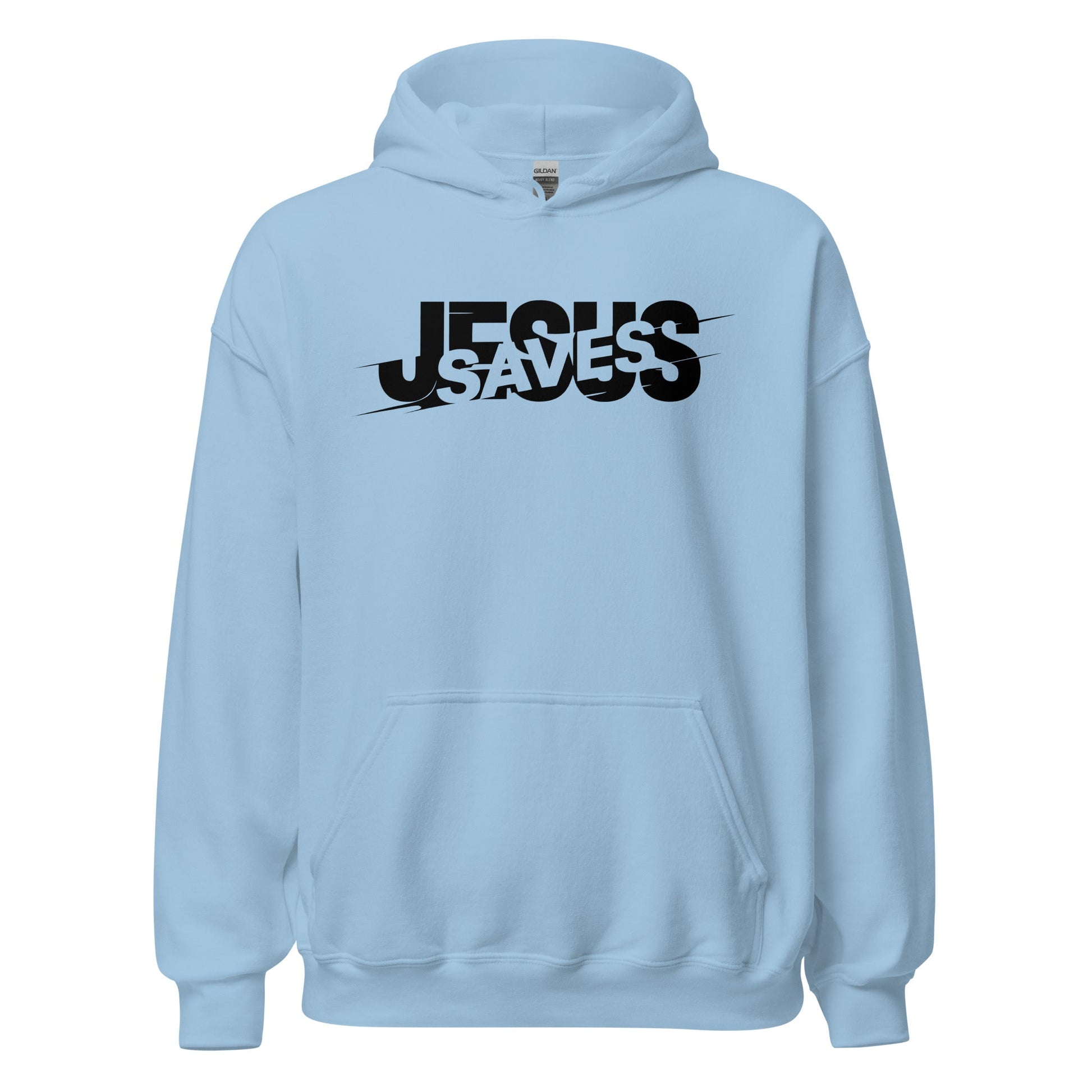 Jesus Saves Glitched Typography Flat Embroidered Hoodie - Inken Image