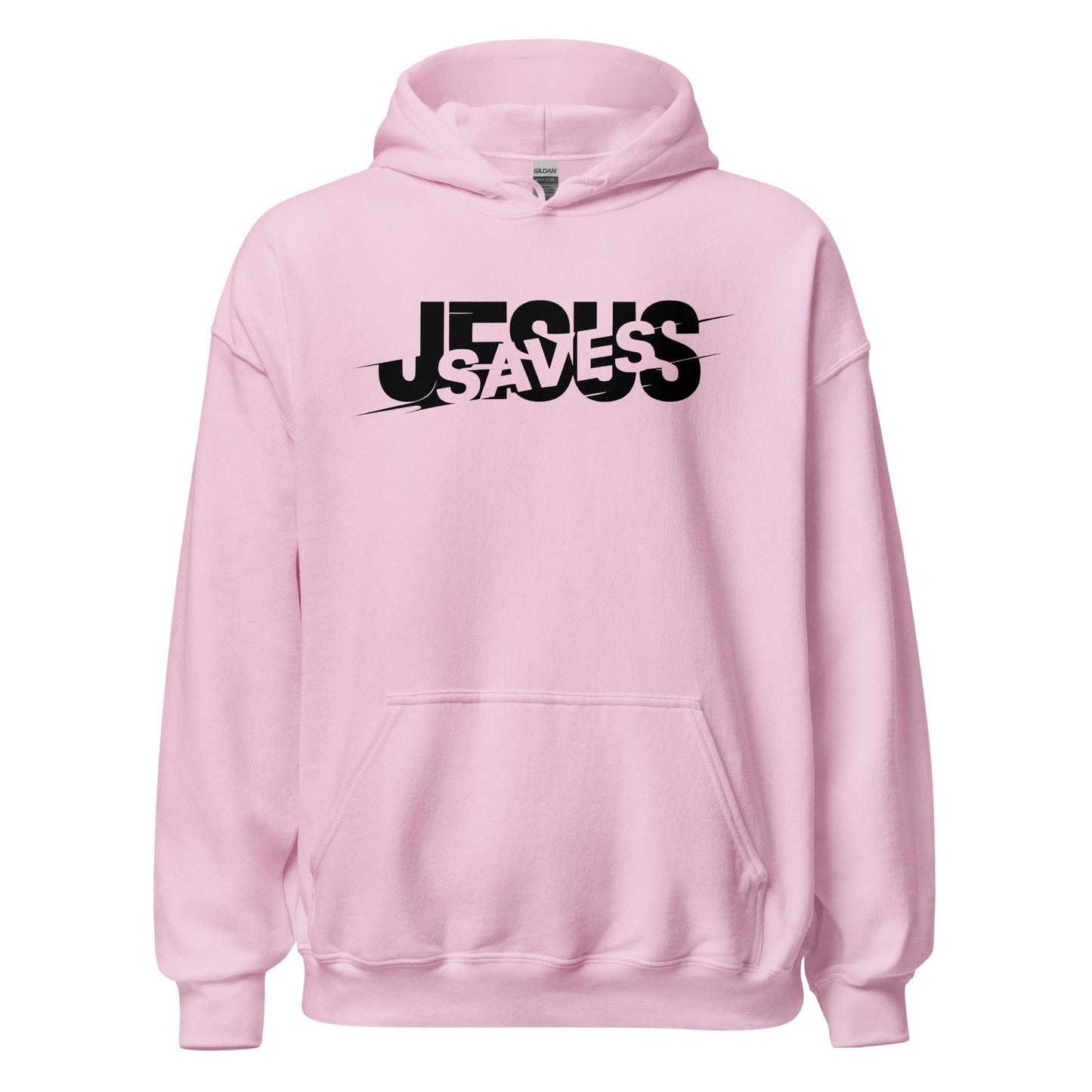 Jesus Saves Glitched Typography Flat Embroidered Hoodie - Inken Image
