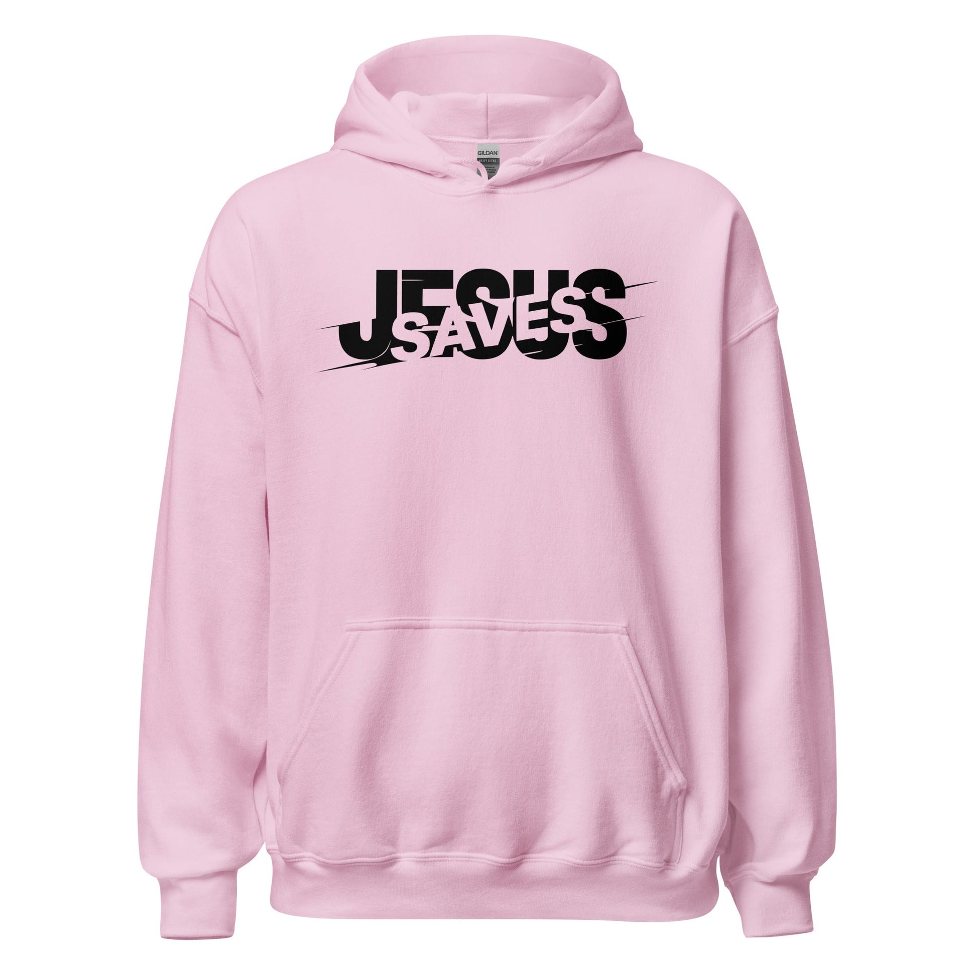 Jesus Saves Glitched Typography Flat Embroidered Hoodie - Inken Image