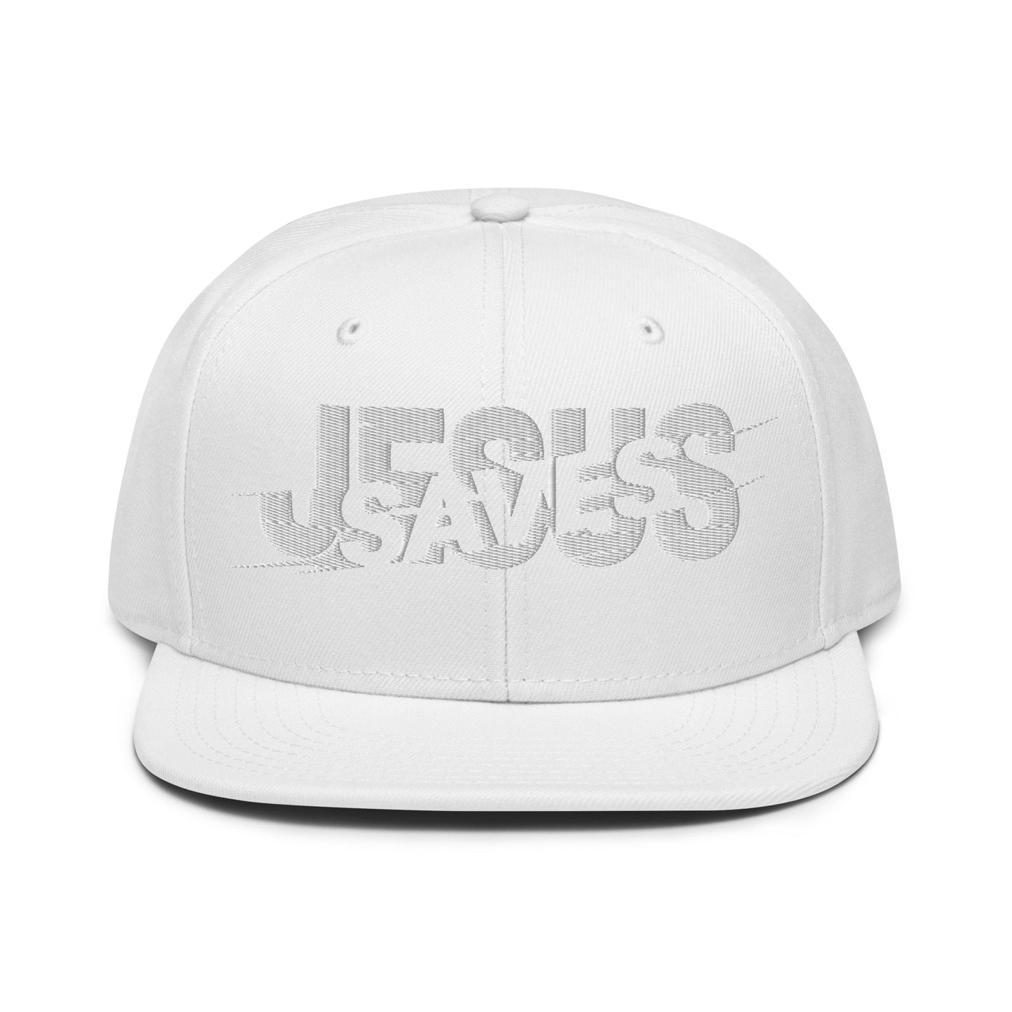 Jesus Saves Glitched Typography Flat Embroidered Snapback - Inken Image