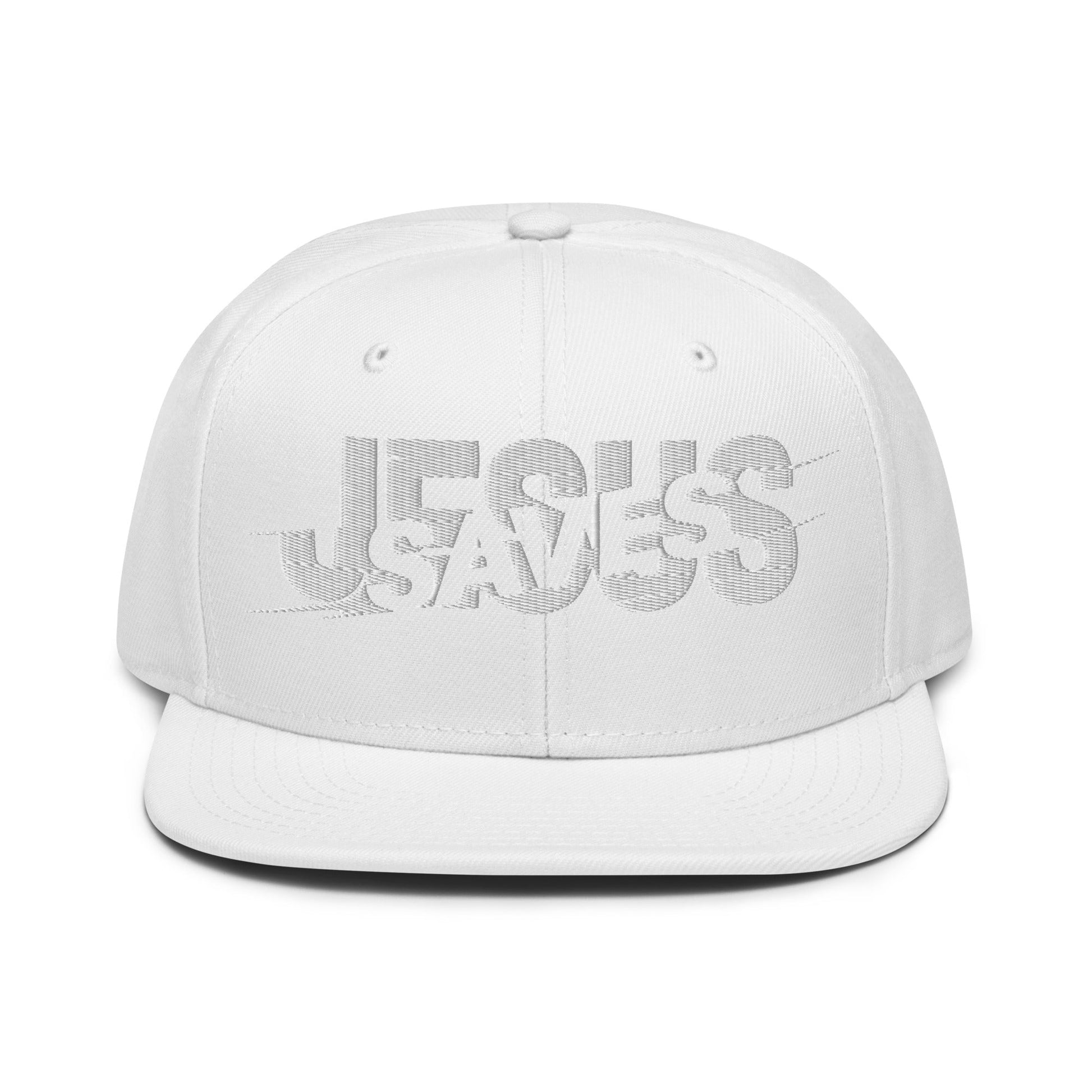 Jesus Saves Glitched Typography Flat Embroidered Snapback - Inken Image