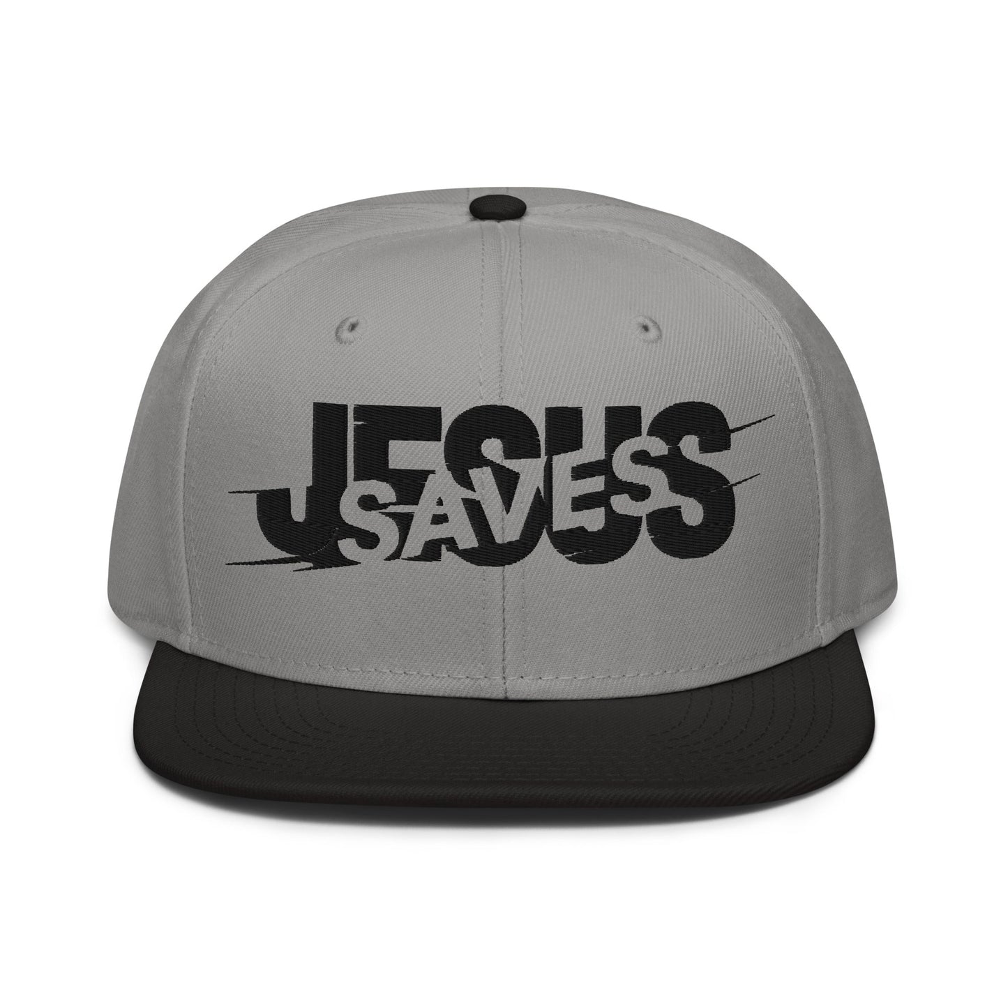 Jesus Saves Glitched Typography Flat Embroidered Snapback - Inken Image