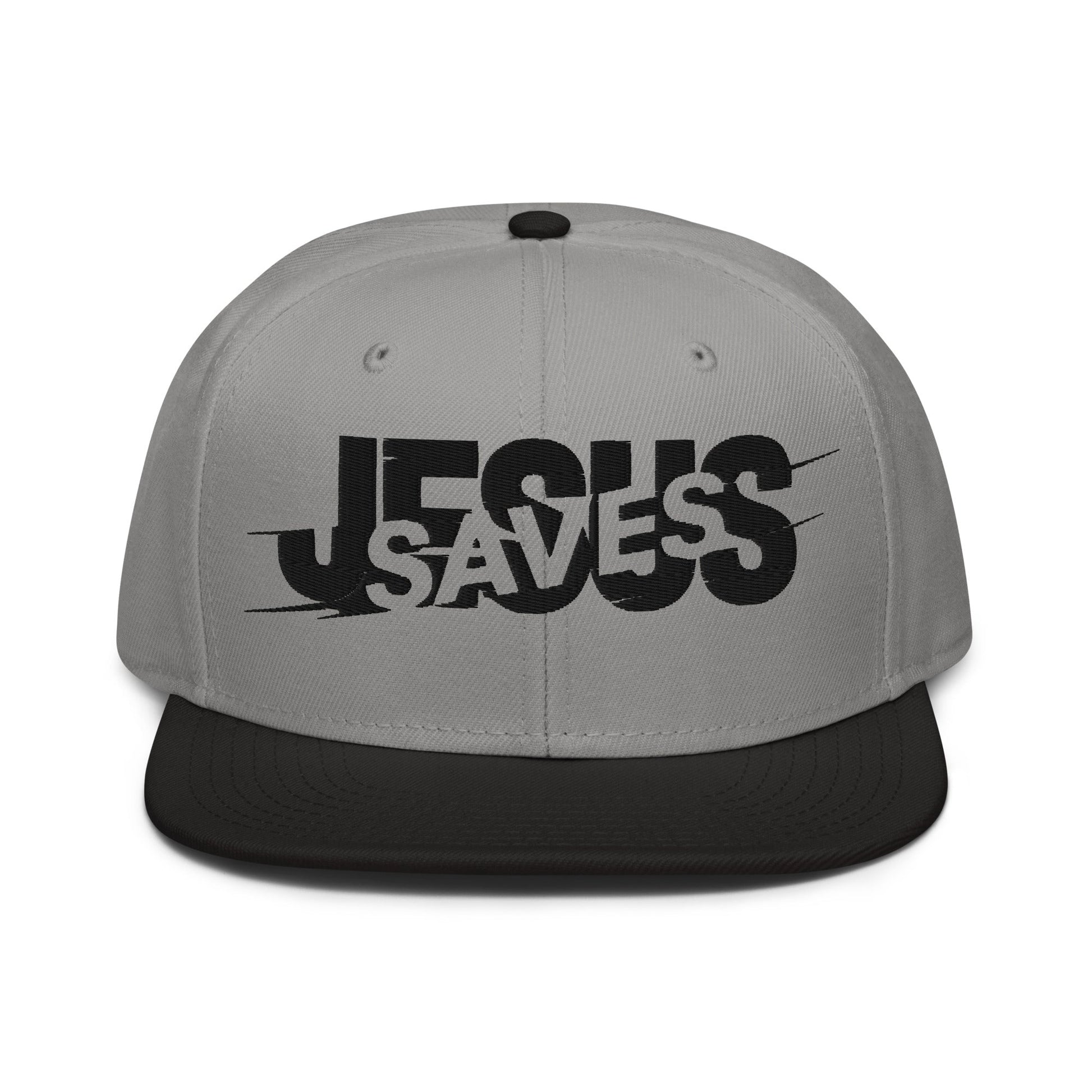 Jesus Saves Glitched Typography Flat Embroidered Snapback - Inken Image