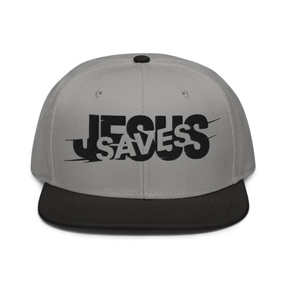 Jesus Saves Glitched Typography Flat Embroidered Snapback - Inken Image