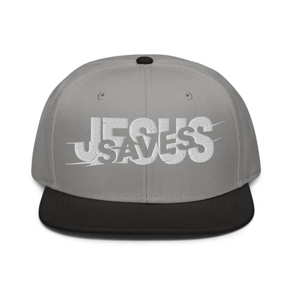 Jesus Saves Glitched Typography Flat Embroidered Snapback - Inken Image