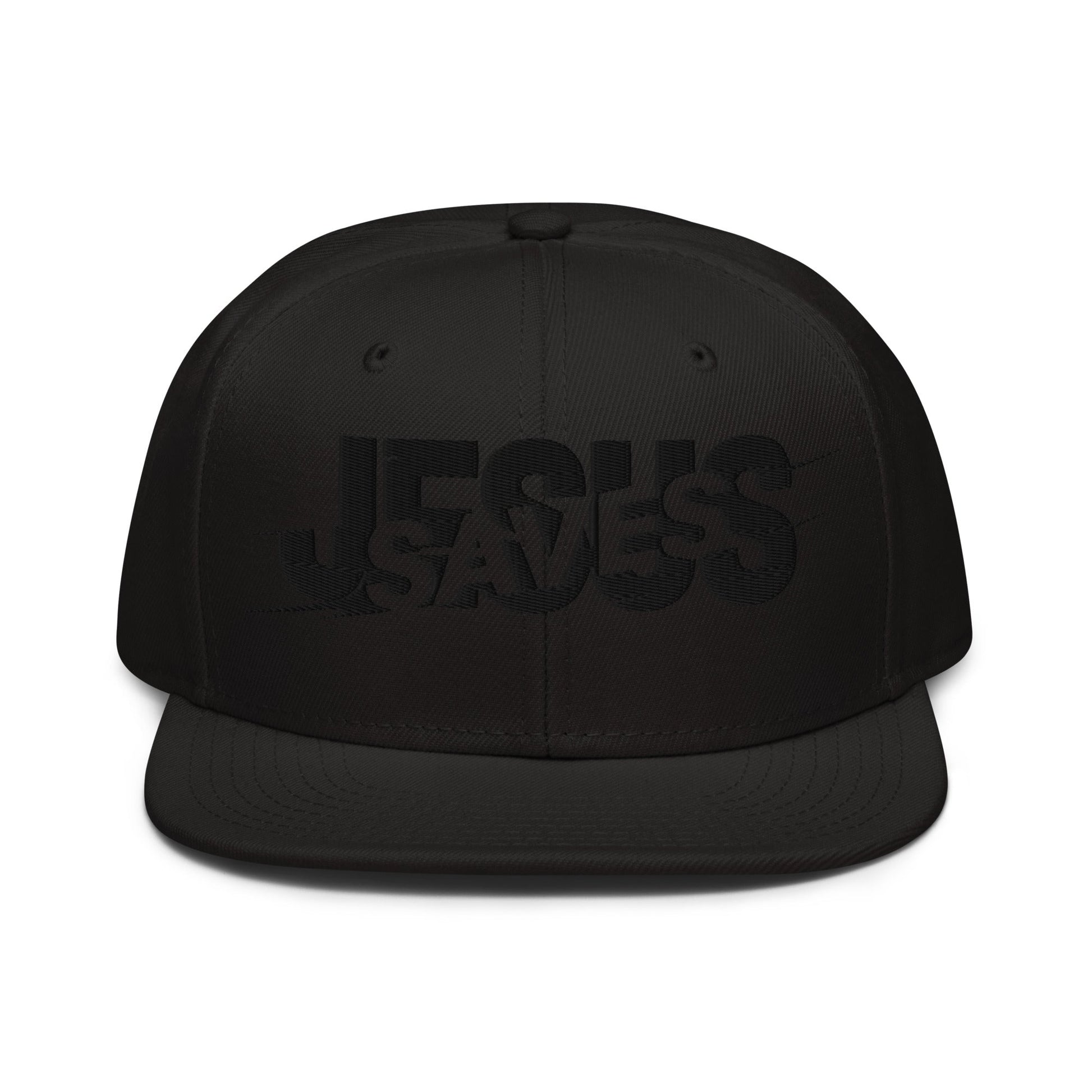 Jesus Saves Glitched Typography Flat Embroidered Snapback - Inken Image