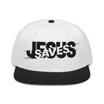 Jesus Saves Glitched Typography Flat Embroidered Snapback - Inken Image