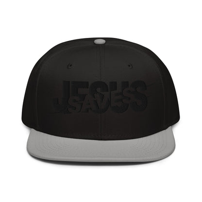 Jesus Saves Glitched Typography Flat Embroidered Snapback - Inken Image