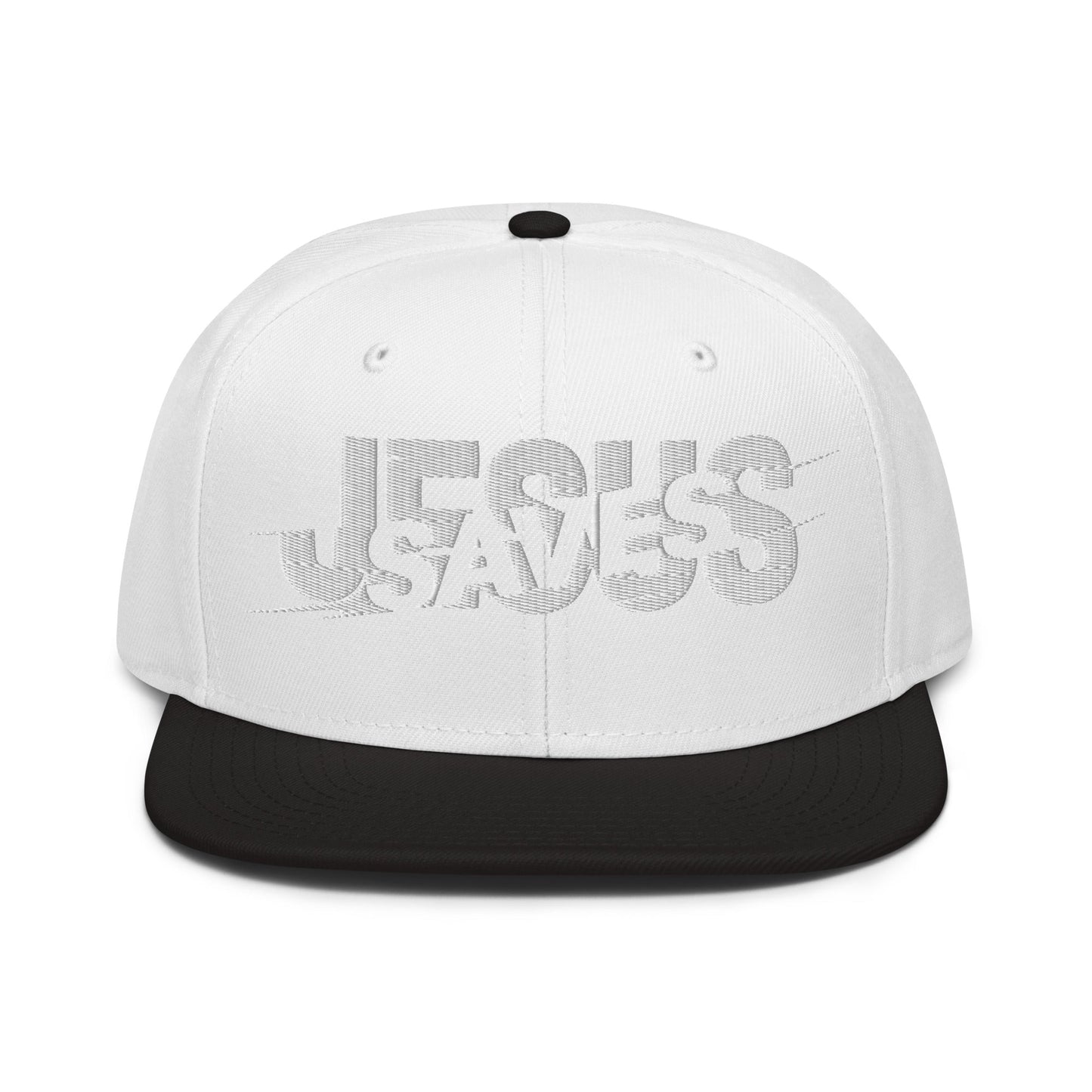 Jesus Saves Glitched Typography Flat Embroidered Snapback - Inken Image