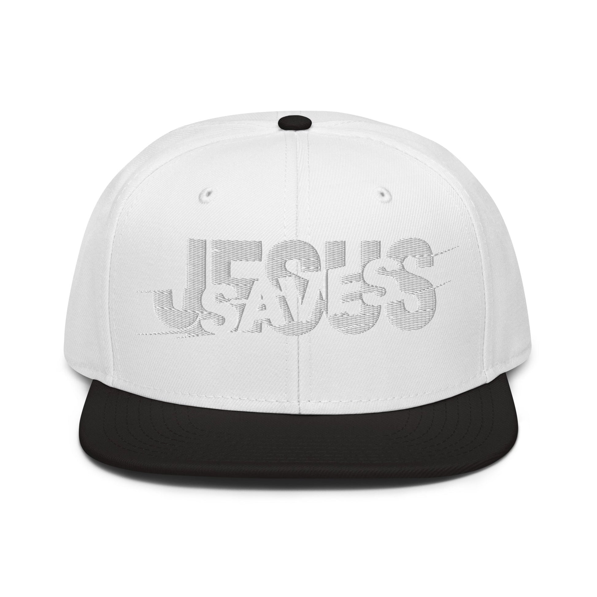 Jesus Saves Glitched Typography Flat Embroidered Snapback - Inken Image