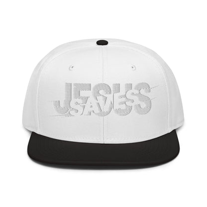Jesus Saves Glitched Typography Flat Embroidered Snapback - Inken Image