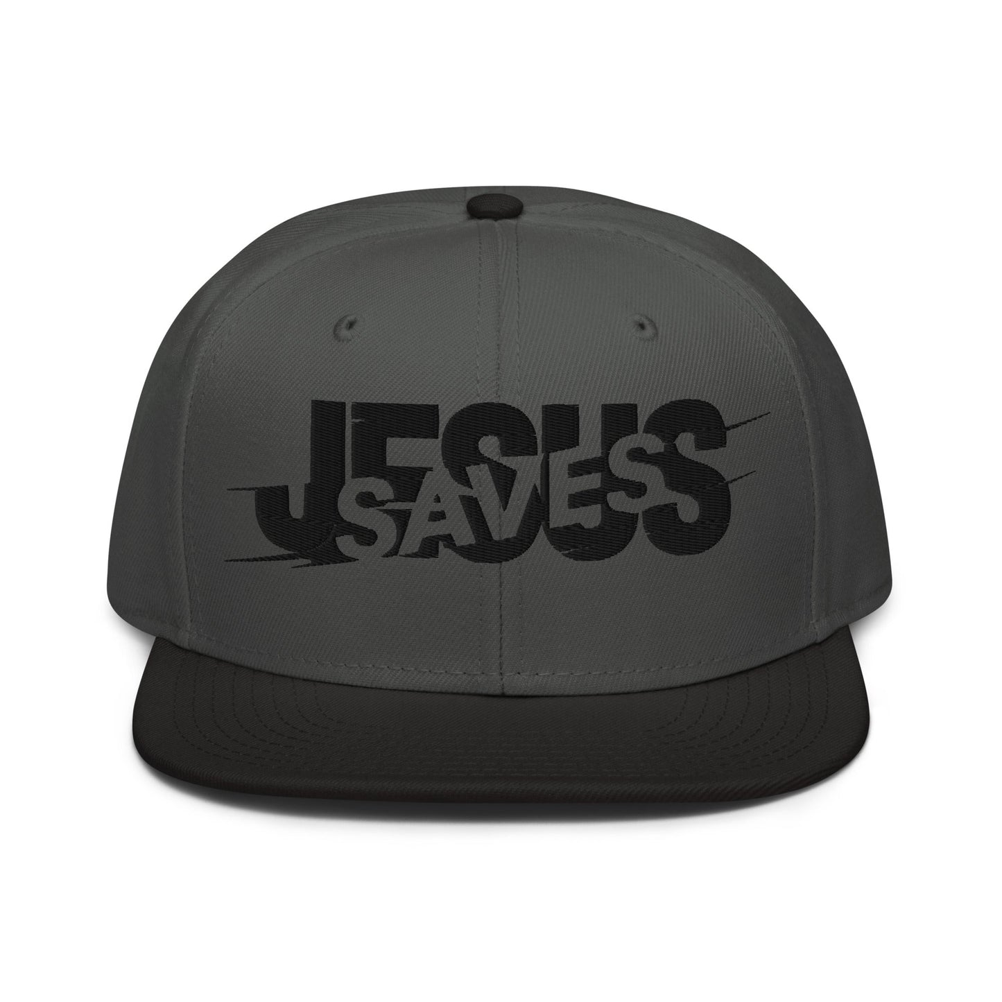Jesus Saves Glitched Typography Flat Embroidered Snapback - Inken Image
