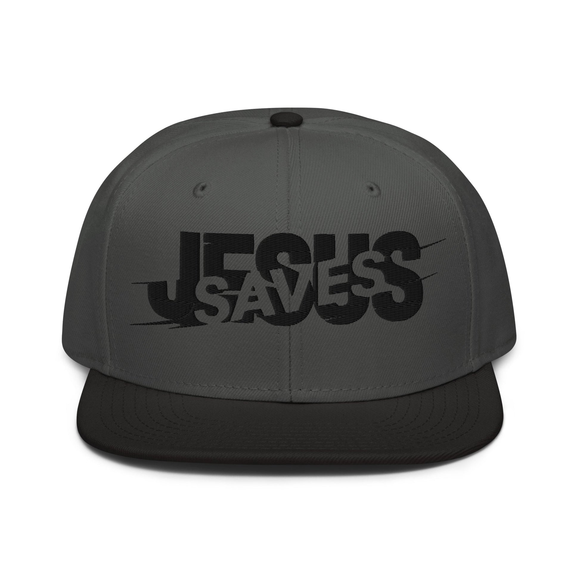 Jesus Saves Glitched Typography Flat Embroidered Snapback - Inken Image
