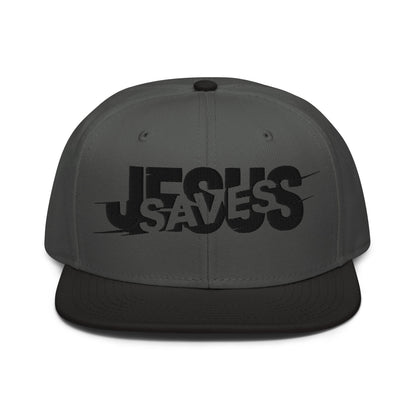 Jesus Saves Glitched Typography Flat Embroidered Snapback - Inken Image