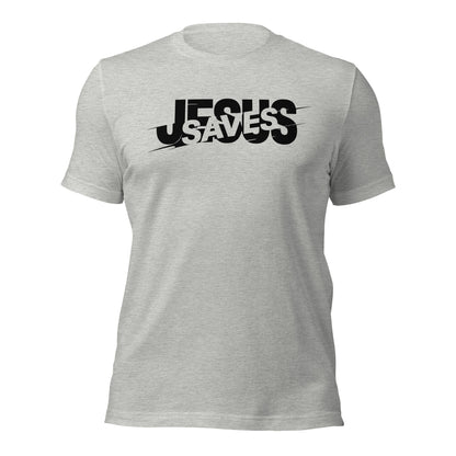 Jesus Saves Glitched Typography Flat Embroidered T-Shirt - Inken Image