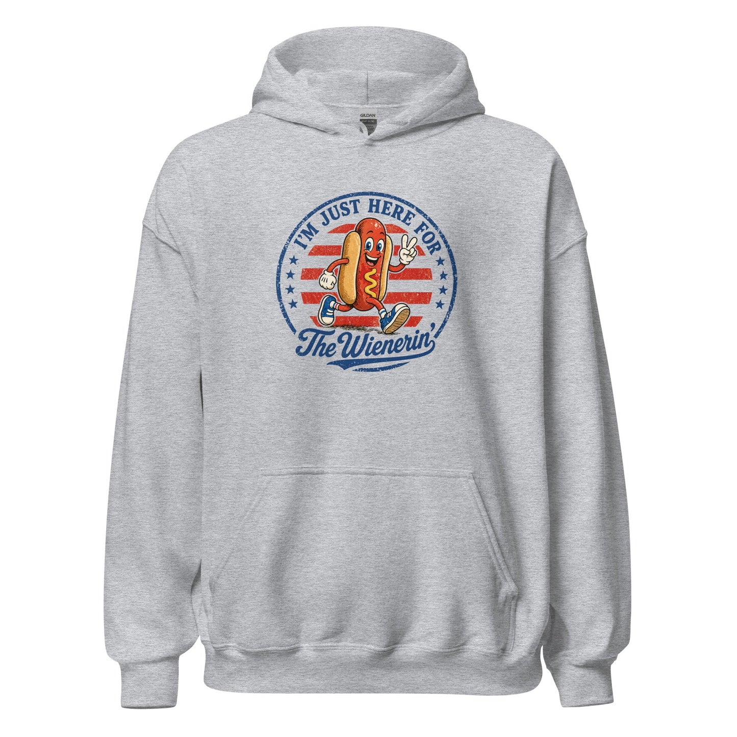Just Here for The Wienerin Funny 4th of July Hot Dog Hoodie BBQ Party Sweatshirt - Inken Image