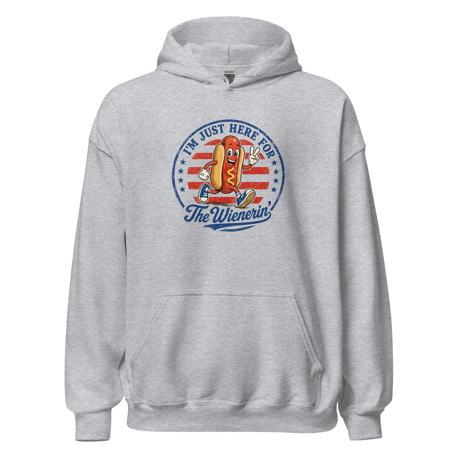 Just Here for The Wienerin Funny 4th of July Hot Dog Hoodie BBQ Party Sweatshirt - Inken Image