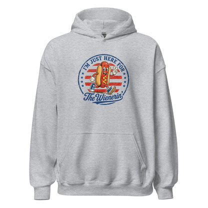 Just Here for The Wienerin Funny 4th of July Hot Dog Hoodie BBQ Party Sweatshirt - Inken Image