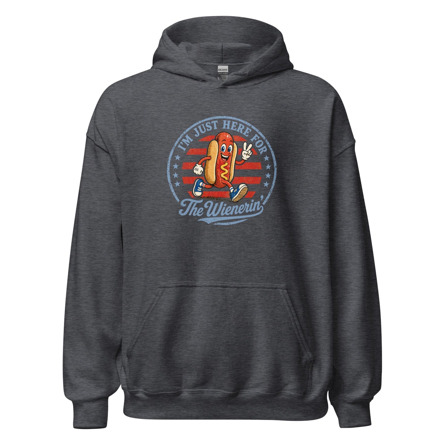 Just Here for The Wienerin Funny 4th of July Hot Dog Hoodie BBQ Party Sweatshirt - Inken Image