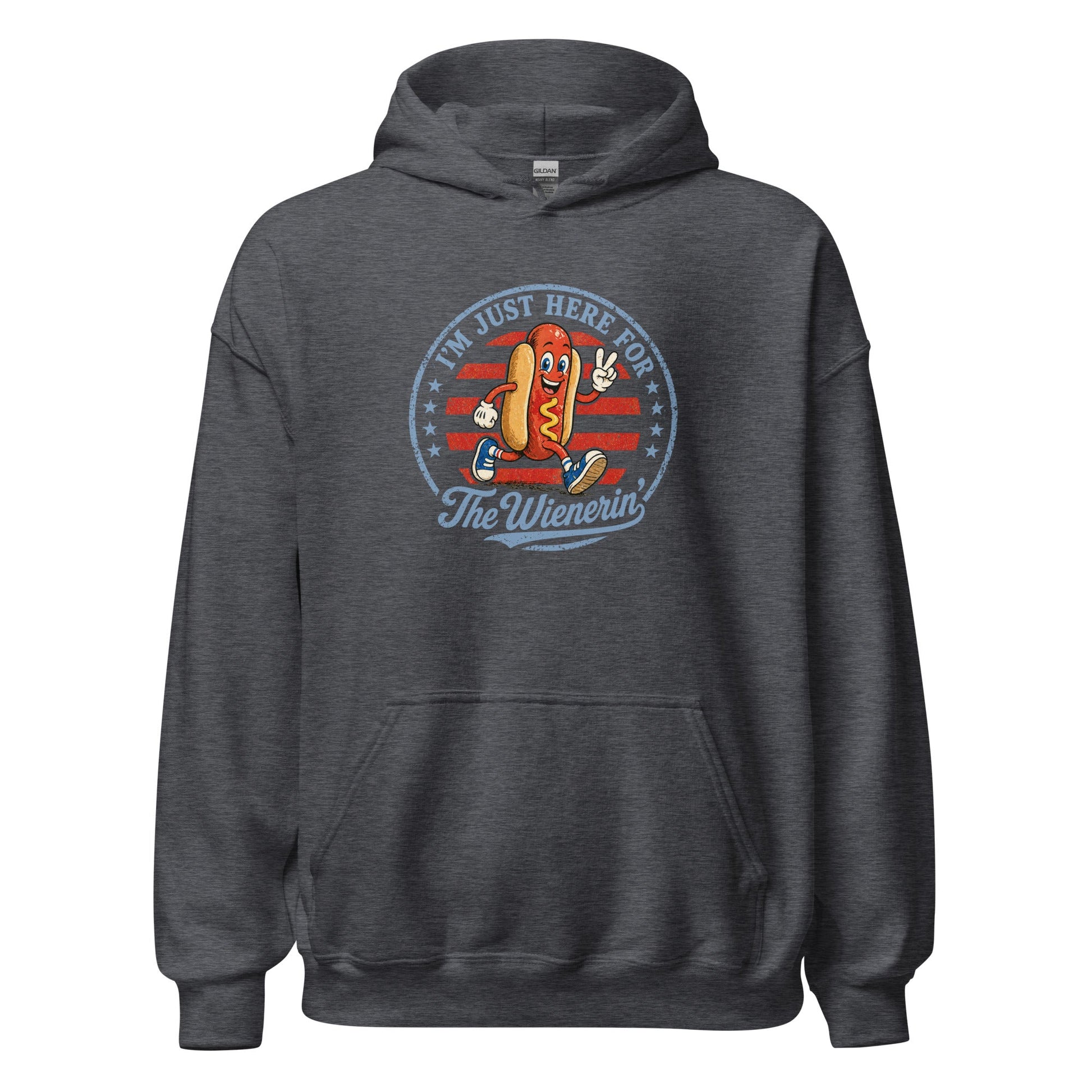 Just Here for The Wienerin Funny 4th of July Hot Dog Hoodie BBQ Party Sweatshirt - Inken Image