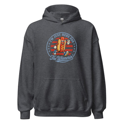 Just Here for The Wienerin Funny 4th of July Hot Dog Hoodie BBQ Party Sweatshirt - Inken Image