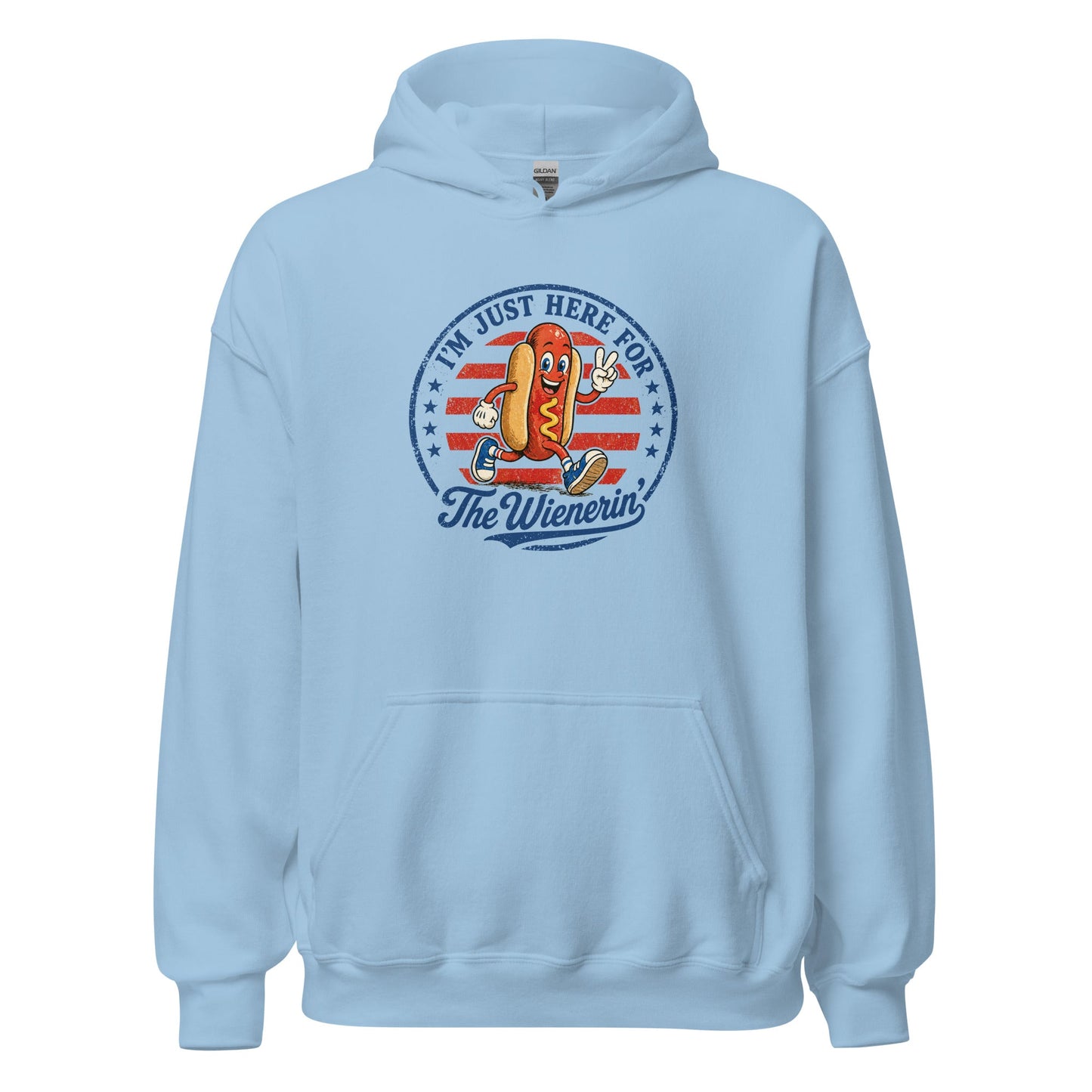 Just Here for The Wienerin Funny 4th of July Hot Dog Hoodie BBQ Party Sweatshirt - Inken Image