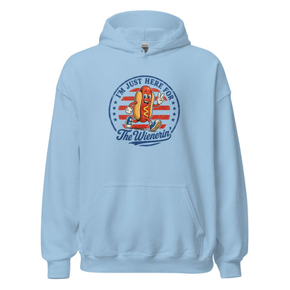 Just Here for The Wienerin Funny 4th of July Hot Dog Hoodie BBQ Party Sweatshirt - Inken Image