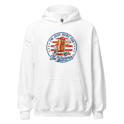 Just Here for The Wienerin Funny 4th of July Hot Dog Hoodie BBQ Party Sweatshirt - Inken Image