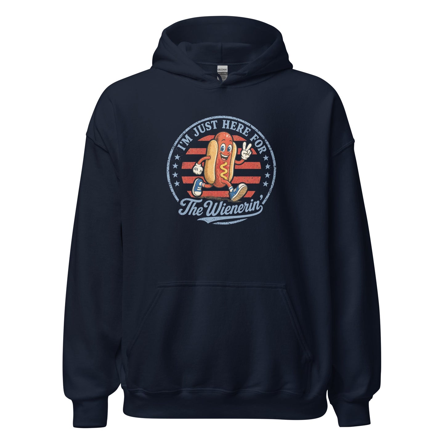 Just Here for The Wienerin Funny 4th of July Hot Dog Hoodie BBQ Party Sweatshirt - Inken Image