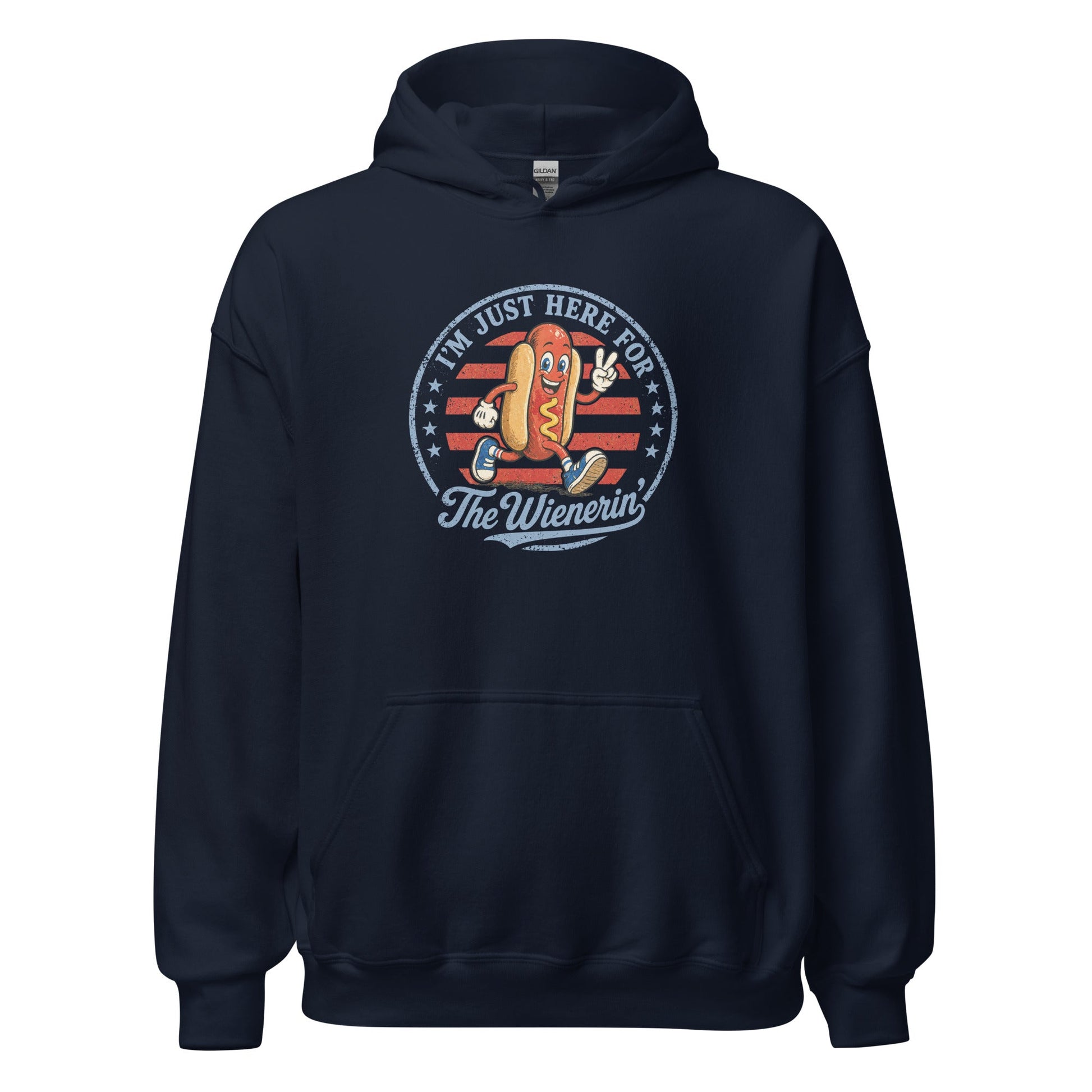 Just Here for The Wienerin Funny 4th of July Hot Dog Hoodie BBQ Party Sweatshirt - Inken Image