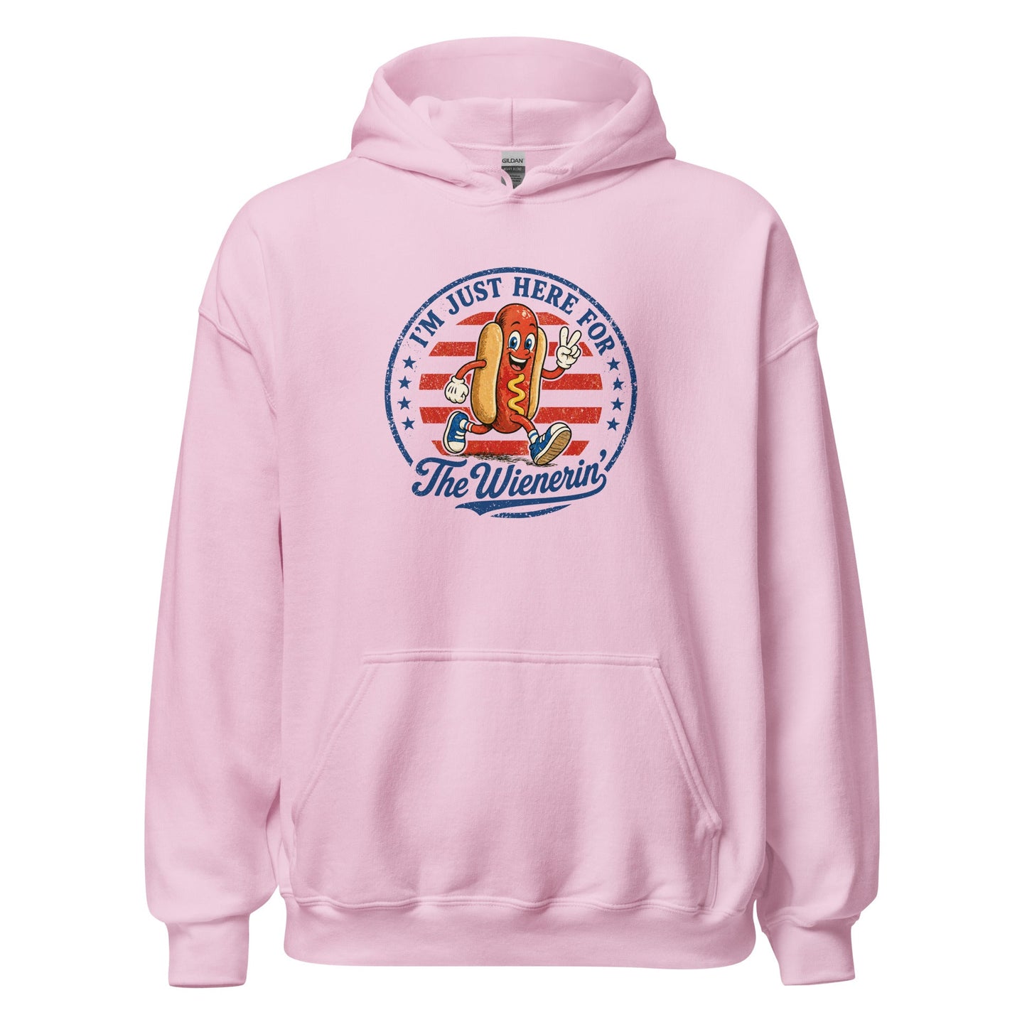 Just Here for The Wienerin Funny 4th of July Hot Dog Hoodie BBQ Party Sweatshirt - Inken Image