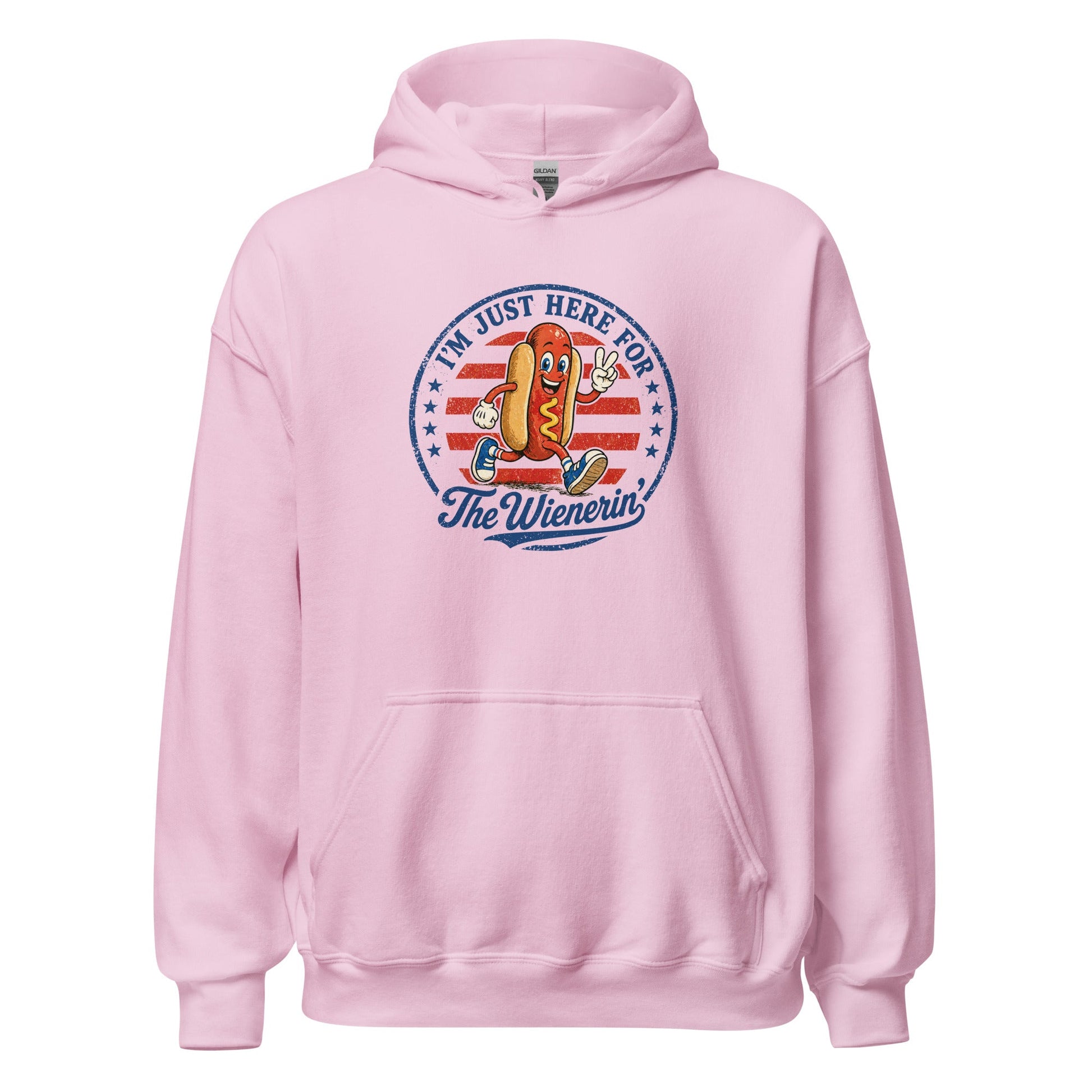Just Here for The Wienerin Funny 4th of July Hot Dog Hoodie BBQ Party Sweatshirt - Inken Image