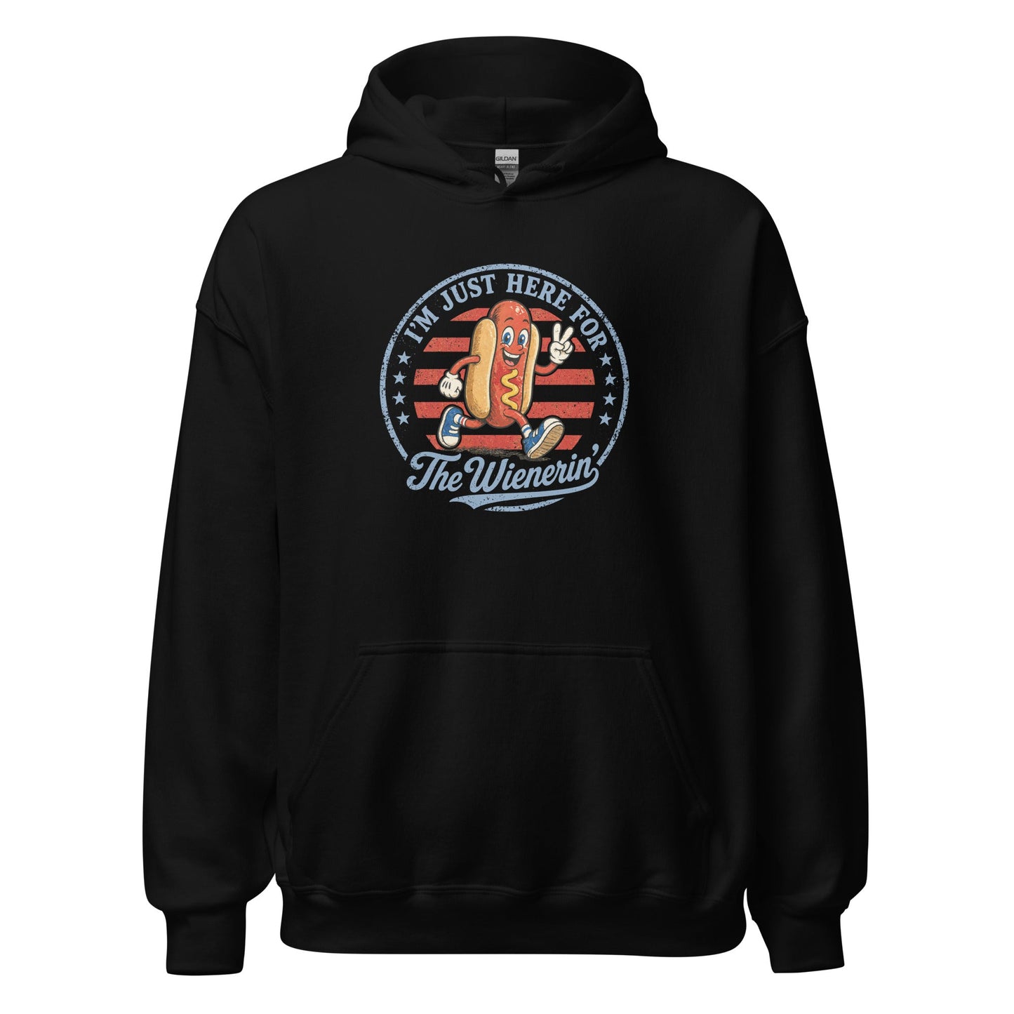 Just Here for The Wienerin Funny 4th of July Hot Dog Hoodie BBQ Party Sweatshirt - Inken Image