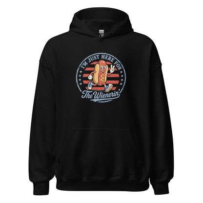 Just Here for The Wienerin Funny 4th of July Hot Dog Hoodie BBQ Party Sweatshirt - Inken Image