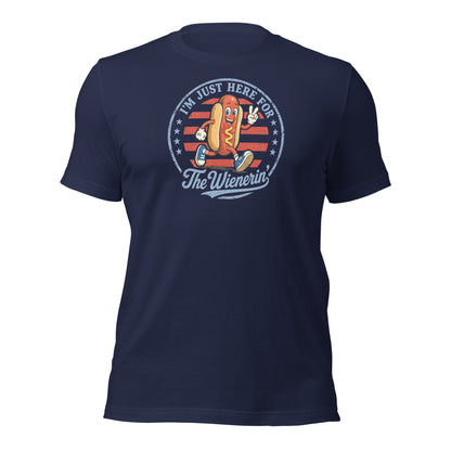 Just Here for The Wienerin Funny 4th of July Hot Dog Shirt BBQ Party Tee - Inken Image
